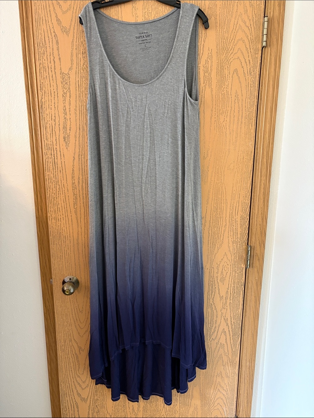 Torrid Gray to Navy Ombre High-Low Sleeveless Maxi Dress